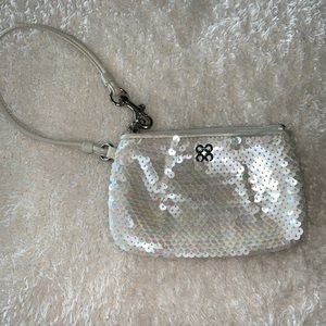 Coach White Sequin Wristlet